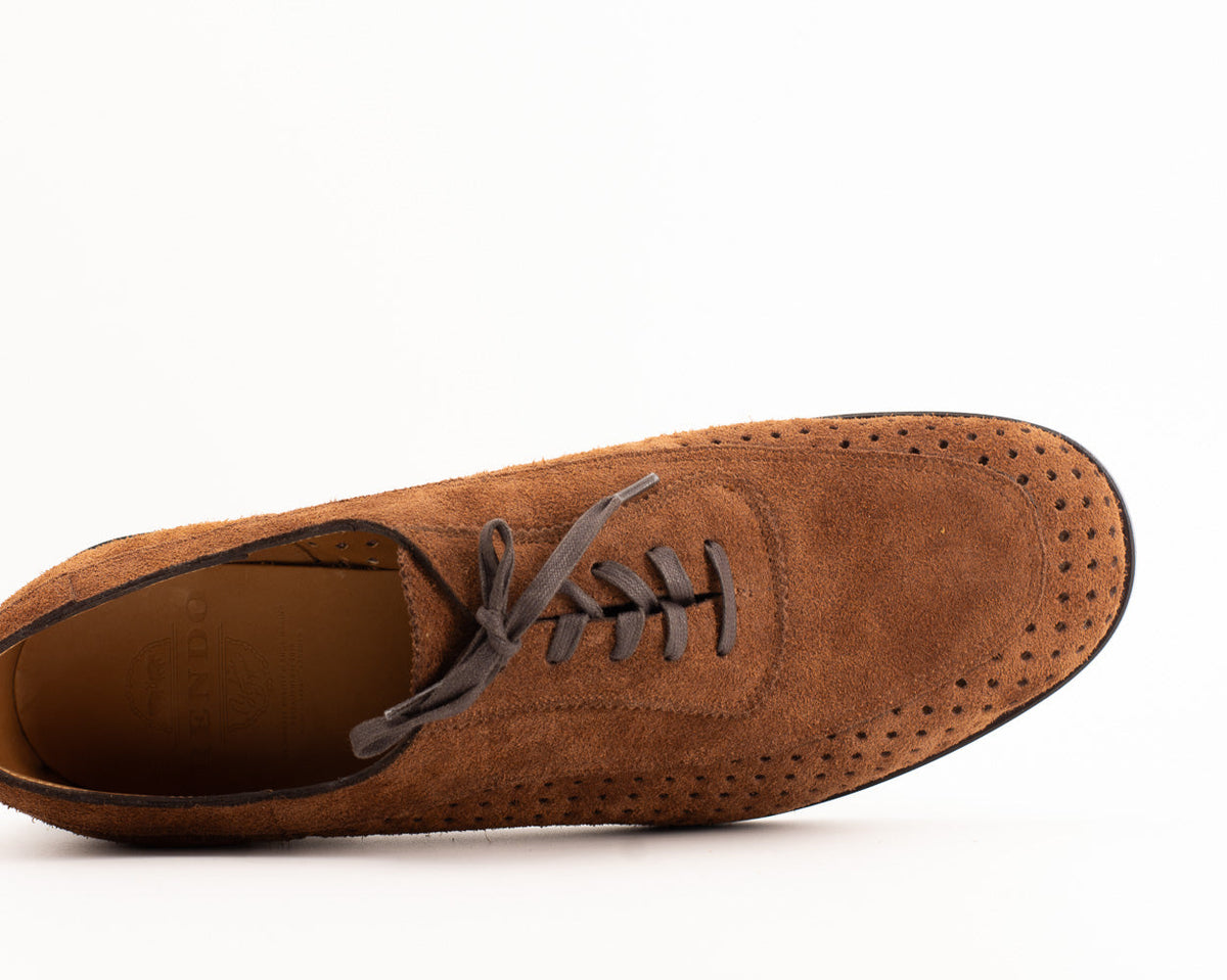 RENDO 26SGBFG　パンチング仕様のサマーシューズ　スウェードレザー　ブラウン　上から全体画像